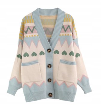 Sweter Damski Pastelowy z Guzikami Niebieski - Pan i Pani Gadżet