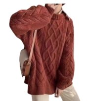 Sweter Damski Pleciony Oversize Rudy Pan i Pani Gadżet