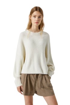 Sweter damski Pull &  Bear Faux Fur Ribbed Sweater-M - Inna marka