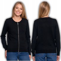 Sweter Damski Rozpinany Bomberka Wygodny Okrągły Dekolt Moraj Xxl/3Xl Black