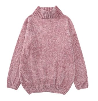 Sweter Damski Włochaty z Golfem : Kolor - Różowy