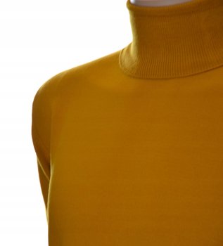 Sweter golf męski z kaszmiru i wełny merynosów kaszmirowy L miodowy c. 375 - Giovane Ricco