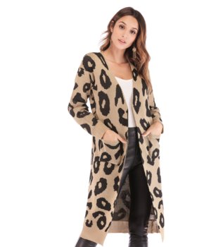 Sweter kardigan długi PANTERKA JASNY BRĄZ BEŻOWY - Pan i Pani Gadżet