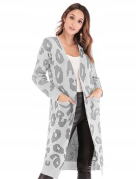 Sweter kardigan długi PANTERKA SZARY - Pan i Pani Gadżet