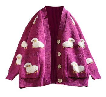 Sweter Kardigan z Guzikami w Owieczki Różowy - Pan i Pani Gadżet