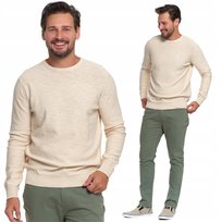 Sweter Męski Bawełniany Elegancki Klasyczny Modny 100% Bawełna Moraj S Beige