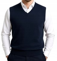 Sweter męski bez rękawów bezrękawnik pulower kamizelka męska z kaszmirem M granatowy Inna marka