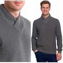 Sweter Męski Dzianinowy Gruby Ozdobna Stójka Elegancki Ciepły MORAJ 3XL