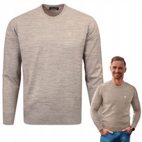 SWETER Męski Klasyczny BASIC Gładki BEŻOWY melanż XXL Pako Jeans