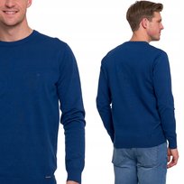 Sweter Męski Klasyczny Bawełniany Długi Rękaw Okrągły Dekolt Moraj Xxl Blue