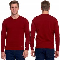 Sweter Męski Klasyczny Bawełniany Prosty Krój Długi Rękaw Moraj 3Xl Wine Red