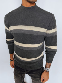Sweter męski półgolf w paski ciemnoszary Dstreet WX2128-2XL/3XL - Inna marka