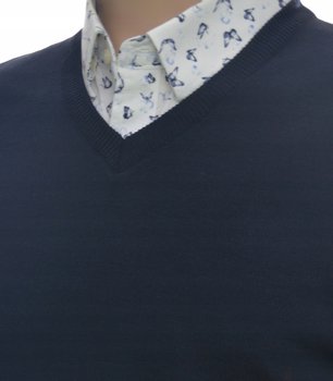 Sweter męski wełniany bez rękawów bezrękawnik pulower kamizelka męska L granatowa - Inna marka