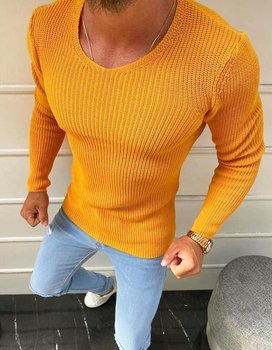 Sweter męski wkładany przez głowę żółty WX1590-M - Inna marka