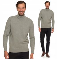 Sweter Męski z Golfem Klasyczny Bawełna Modny Wygodny Szary Golf MORAJ M