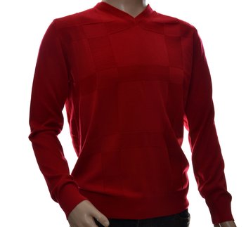 Sweter męski z kaszmiru i wełny merynosów czerwony L