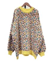 Sweter Oversize w Panterkę Żółty Pan i Pani Gadżet