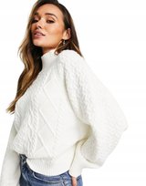 SWETER Z DŁUGIM RĘKAWEM Z PÓŁGOLFEM KREMOWY OTULAJĄCY 42 12DA Asos