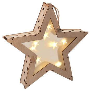 Świąteczna drewniana gwiazda z efektem 3D, 8 diod LED - Nexos