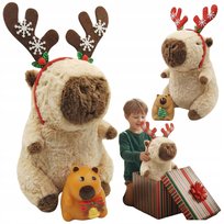 Świąteczna Kapibara Maskotka Gniotek Opaska Renifer 3w1 Zestaw Na Mikołaja