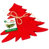 Świąteczna Kieszonka Etui Pokrowiec Na Sztućce Filc Kształt Choinka Czerwony 4 Sztuki