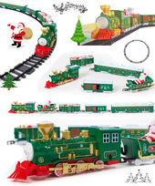 Świąteczna Kolejka Elektryczna Pociąg Lokomotywa  Dźwięk Tor 4m 22 elementów