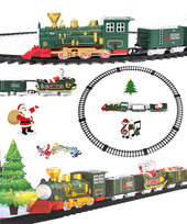 Świąteczna Kolejka Elektryczna Pociąg Lokomotywa z Wagonami Tor 2,4m 12 Elementów