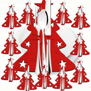 ŚWIĄTECZNE Etui Na Sztućce POKROWIEC 12 sztuk Choinka DEKORACJE Ozdoby Stół - Eddcom