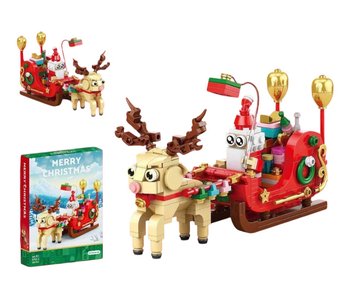 ŚWIĄTECZNE SANKI Z RENIFEREM Z KLOCKÓW – 360 ELEMENTÓW, ZESTAW MERRY CHRISTMAS DLA DZIECI 6+ - Inna marka