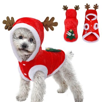 Świąteczne stroje dla psów, świąteczne stroje dla kotów, świąteczne swetry dla psów, bluzy z kapturem, płaszcze i czapki, ubranka dla zwierząt Świętego Mikołaja (L) - Inna marka