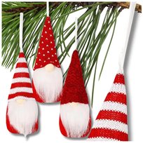Świąteczny czerwony skrzat Mikołaj 15 cm krasnal wiszący zestaw 3 szt