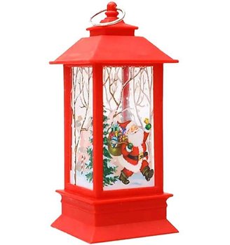Świąteczny LAMPION LED Bożonarodzeniowy 19,5x7,8cm czerwony DA45 - Aptel