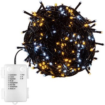 Świąteczny łańcuch 10 m, 100 LED, ciepły / zimny biel, na ba - VOLTRONIC®