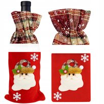 ŚWIĄTECZNY POKROWIEC NA BUTELKĘ ETUI UBRANKO WINO DEKORACJA MIKOŁAJ PREZENT