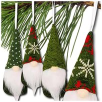 Świąteczny skrzat Mikołaj 15 cm krasnal wiszący zestaw 3 szt