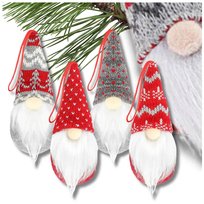 Świąteczny skrzat Mikołaj 15 cm krasnal wiszący zestaw 4 szt