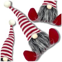 Świąteczny skrzat Mikołaj 28 cm krasnal siedzący czerwony