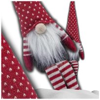Świąteczny skrzat Mikołaj 36 cm krasnal siedzący czerwony