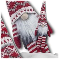 Świąteczny skrzat Mikołaj 36 cm krasnal siedzący