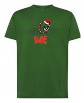 Świąteczny T-Shirt męski Buldog Pies Mikołaja + Imię M