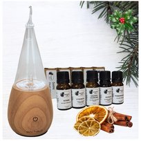 Świąteczny Zestaw do aromaterapii- Dyfuzor Szklany i Olejki Eteryczne