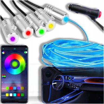 ŚWIATŁOWÓD AMBIENT LIGHT LED RGB OŚWIETLENIE WNĘTRZA AUTA 6M APLIKACJA 12V - Inny producent