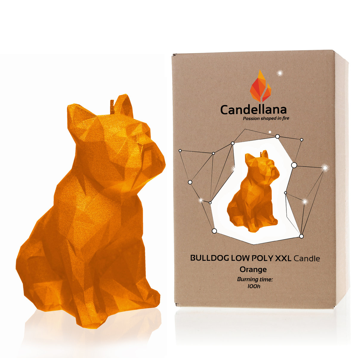 Candellana Handmade Bulldog Kerze - Low-Poly Design Aus Veganem Wachs | Deko Kerze 24h Brenndauer