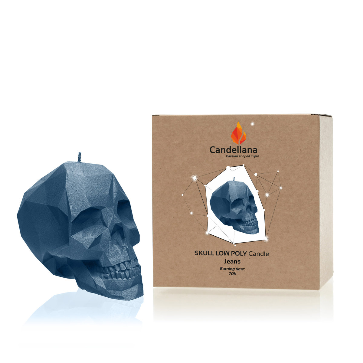Candellana Kerze Bulldogge Low Poly - Handgemachte Deko-Kerze In Jeans-Optik