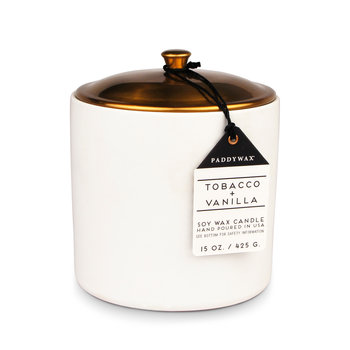 Świeca Ceramiczna 3-Knotowa 'Hygge' Biała - Tytoń + Wanilia 425G | Paddywax - Inna marka