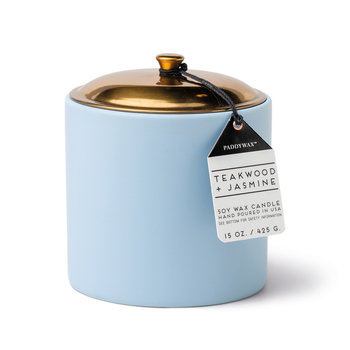 Świeca Ceramiczna 3-Knotowa 'Hygge' Niebieska - Teak + Jaśmin 425G | Paddywax - Inna marka