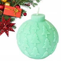 Świeca dekoracyjna świąteczna bombka wzór choinki sojowa zielona PREZENT