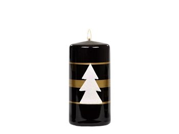 Świeca lakierowana świąteczna pieńkowa czarna 12cm - Adpal