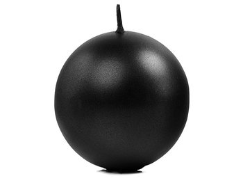 Świeca metalizowana Kula, czarny, 8 cm, 6 sztuk - PartyDeco