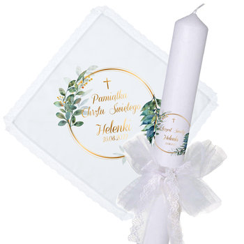 ŚWIECA NA CHRZEST BIAŁA SZATKA I ŚWIECA DO CHRZTU PAMIĄTKA CHRZTU - Wyczaruj prezent